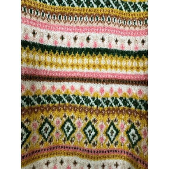 Talbots Multi Color Colorful Fair Isle Mock Neck Sweater Size Medium Fuzzy - Picture 2 of 5